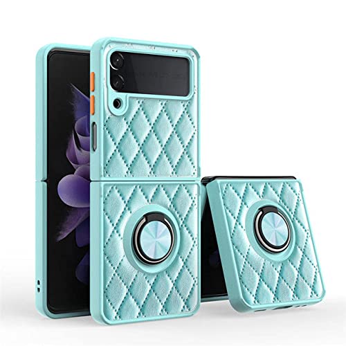 Coque cuir Samsung Z Flip 4 antichoc pour éviter les chutes avec anneau bleu