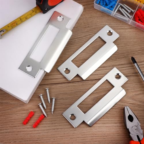 Haiabei 6Pcs 4-7/8" Zinc Plated Strike Plate Universal Door Strike Plate Replacement Lock Strike Plate T Strike Deadbolt Strike Plate Door Backplate Iron with Brushed Zinc Finish for Use(Large Hole) by Haiabei - Image 7