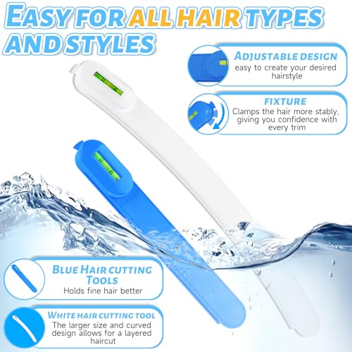 Professional Hair Styling Tools: DIY Layering and Trimming Kit with Clips, Guide for Bangs, Layers, Split Ends - Blue - Image 6