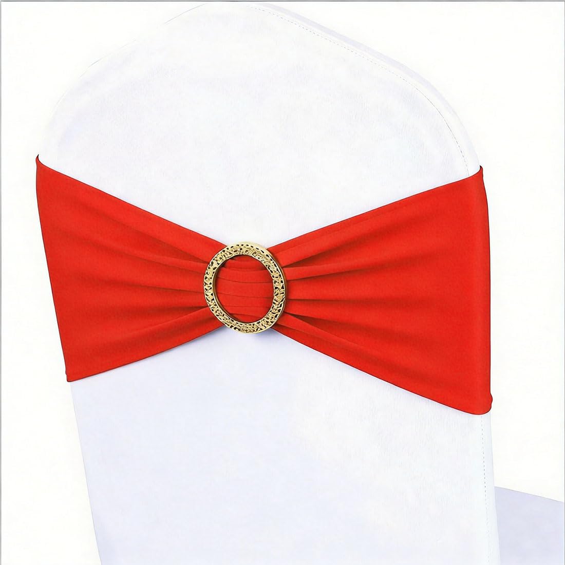 Red Chair Sashes 50 Pack with Gold Buckle Slider