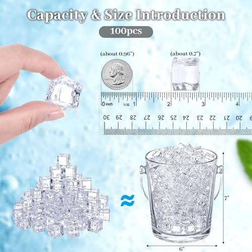 DomeStar 100 piezas cubitos de hielo falso acrílicos transparentes miniatura 2