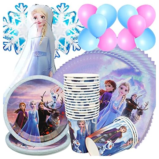 Juego de vajilla para fiesta de princesa, adecuado para 20 personas, cumpleaños, reina de hielo, juego de decoración de fiesta por niños, tazas, servilletas, globo cumpleaños infantil fiesta