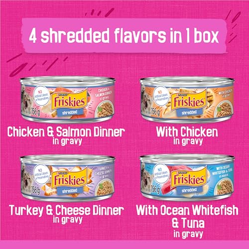 Friskies Shredded Wet Cat Food, Poultry & Fish Combo Variety Pack 4 Flavours - 156 g Can (32 Pack) image 7