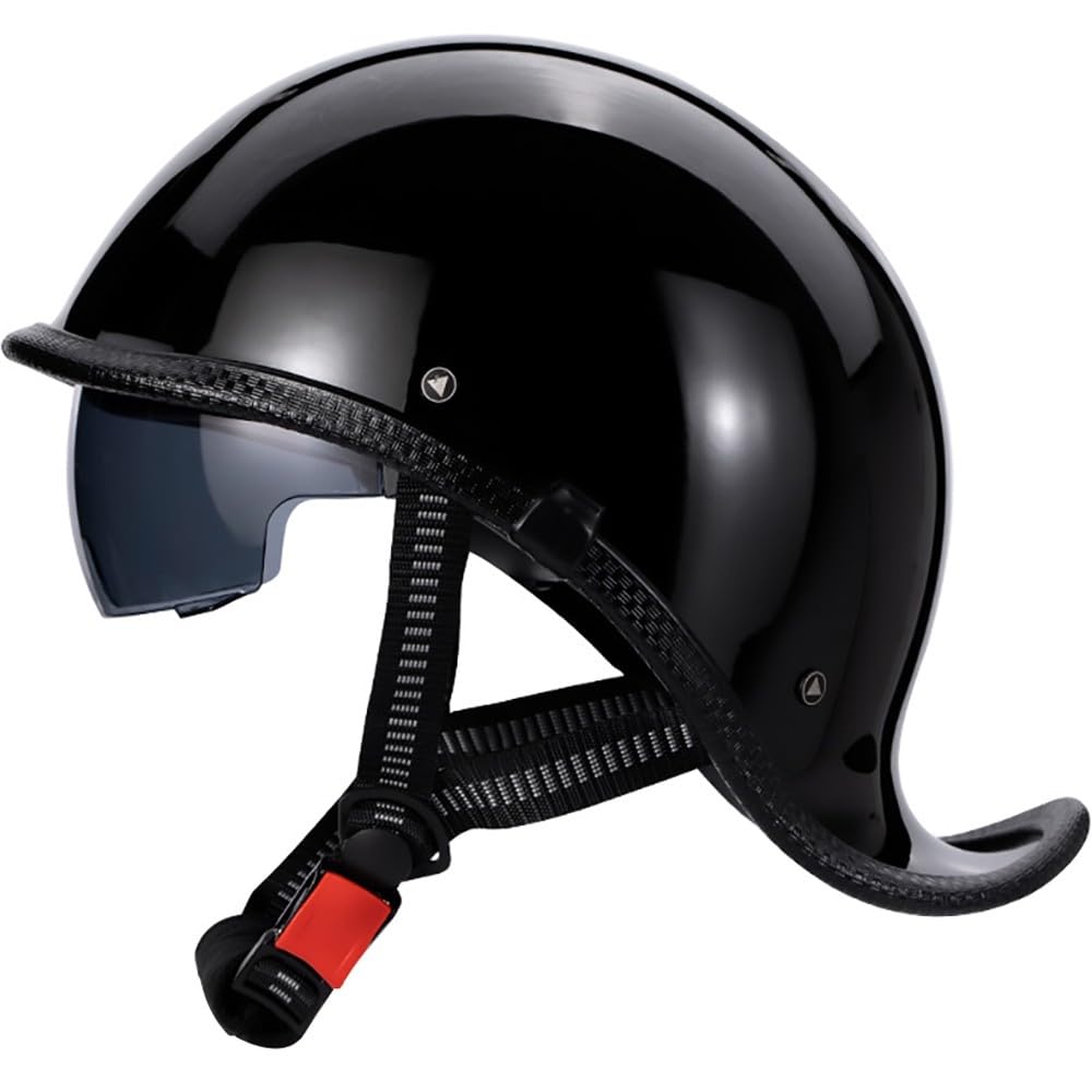 Letetexi Half Face Motorcycle Helmet with Drop-Down Sun Visor Beanie Helmets, Vintage Leather Motorcycle Retro Half Helmet ECE Approved Motorbike for Scooter Bike Cruiser ATV Men Women