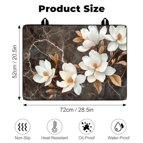 BSFHH Heat-Resistant Glass Stove Top Cover with Anti-Slip Rubber Coating – Electric Stove Protector, Scratch-Resistant, Counter Space Decor Mat (Magnolia, 28.5"L x 20.5"W) by BSFHH - Image 2