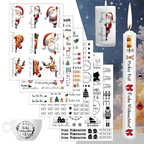 6 Stück Kerzentattoos Weihnachten, Kerzen Sticker Weihnachten...