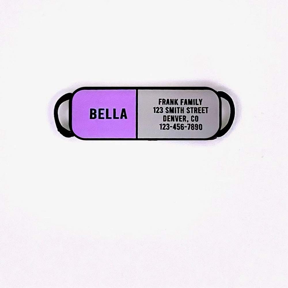 LYP Soundless Slide-On Collar ID Tag - Deep Engraved Silicone – Engraving Will Last - Pet ID Tags, Dog Tags, Cat Tags (Purple, Small)