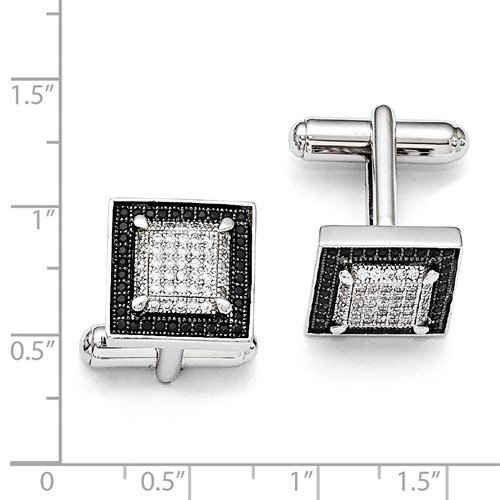 Mancuernillas cuadradas de plata con circonia para hombre miniatura 3
