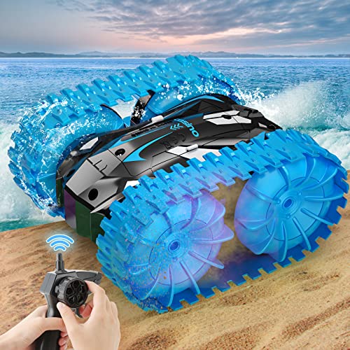 MAVREC TOYS Amphibious Remote Control Car for Kids, Toys for 6-12 Year Old Boys, 2.4GHz RC Cars Monster Truck with 360Â° Flip, 4WD Off-Road RC Stunt Car, Christmas Birthday Gifts for Kids (Blue)