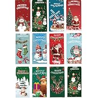 Posoto 12 Pcs Christmas Money Wallets and Envelopes Set–Christmas Gift Cards with 12 Stickers|Xmas Money Wallets & Money Envelopes, Mixed Designs (Santa, Tree, House)