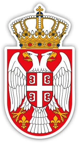 Serbian Coat of Arms Serbia Pride - Vinyl Sticker - Large Size (12 Tall)