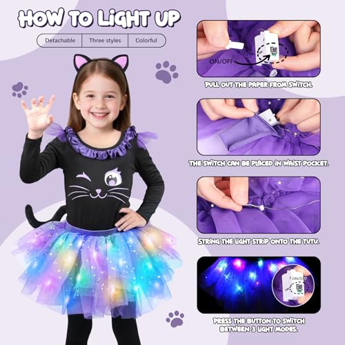 Disfraz de gato con luces para niñas 5-6 años miniatura 4
