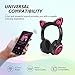 Mindkoo Kids Wireless Headphones Bluetooth, Cat Ear Over Ear Headphones, LED Light Up 7 Color Blinking, Safe Foldable Headset Stero, with Microphone, for Kids & Adults