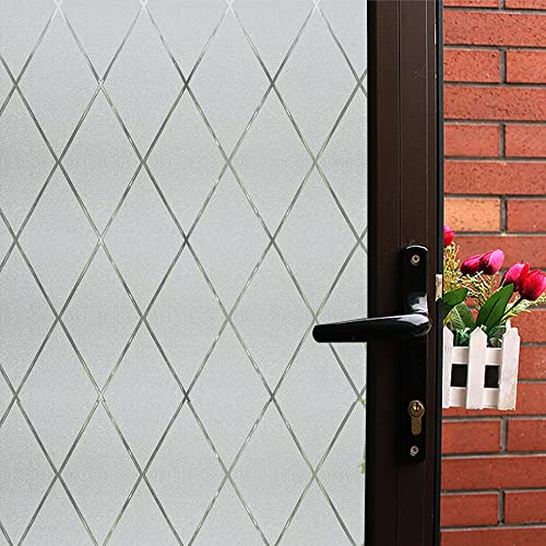 Lattice Window Privacy Film Static Cling Glass Window Door Films,Decorative Removable Heat Control Anti-Uv Window Covering Tints Cling Sticker For Home And Office,17.5 Inches By 78.7 Inches #TOP18