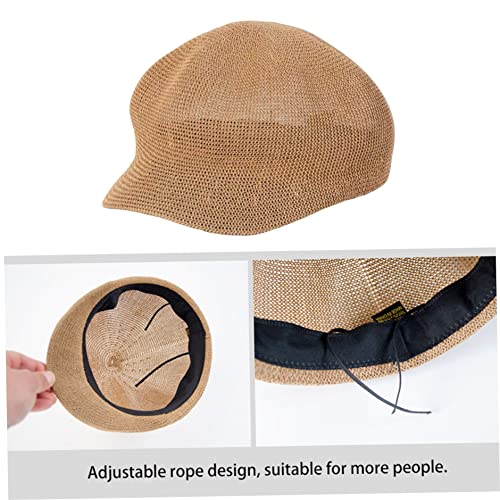 Gorra Newsboy de verano para mujer, gorra de paja khaki miniatura 7