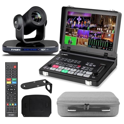 Image of FoMaKo 60FPS 4K NDI PTZ Camera, 20X Optical Zoom, 4KP60 AI Auto-Tracking, M5 Video Mixer Switcher, for Church Worship Education Conference Events, NDI PTZ Bundle(K820N+M5)