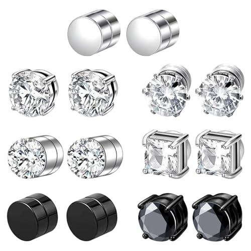 JSTHHTT 7 Paia Orecchini Magnetici 6mm per Uomo e Donna,
