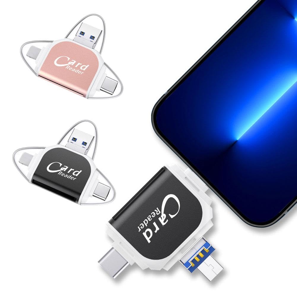 Lettore di schede SD TF universale multi-porta 4 in1,Lettore di schede di memoria USB C SD TF,Adattatore di tipo C per videocamera,Hub C multiporta USB 4 in 1