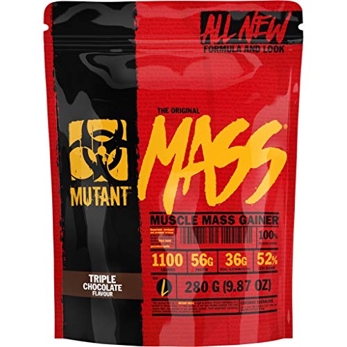 MUTANT MASS Weight Gainer Protein Powder with a Whey Isolate, Concentrate, and Casein Protein Blend, For High-Calorie Workout Shakes, Smoothies and Drinks, (280 g), Triple Chocolate