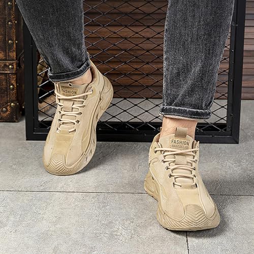 Image of ANUFER Mens PU Sport Shoes Fashion Chunky Sneakers Height Increasing Trainers