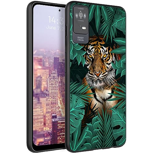Image of for TCL ION X Phone Case, Soft TPU Ultra-Thin TCL ION V /TCL ION X T607DL 2023 Case for Women Girl, Flexible Anti Scratch Protective Shockproof Cover, Tropical Leaves Tiger