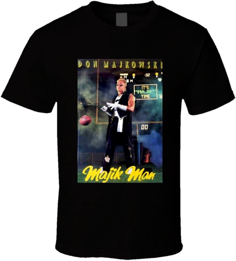 Retro Green Bay Football Don Majkowski Majik Man T Shirt XL Black