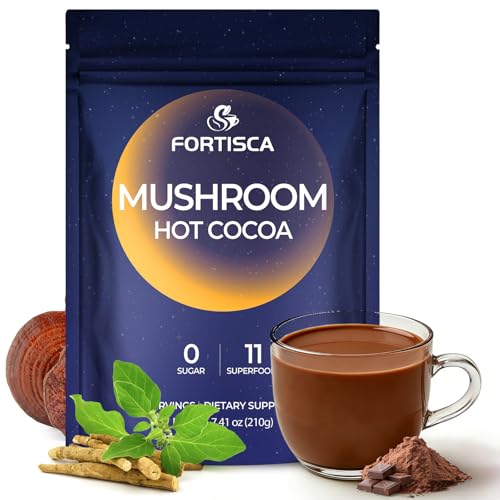 Mushroom Hot Cocoa Powder Creamy Hot Chocolate Drink Mix with Reishi Mushroom Magnesium and Botanical Ingredients Cocoa Beverage Powder for Daily Evening Routine Mushroom Cocoa Mix