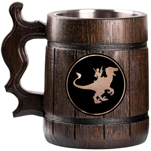 ARK Survival Evolved Beer Mug, Dino Rider Wooden Stein, Personalized Tankard