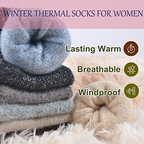 Marchare Women's Fuzzy Socks - Warm, Thick, Fluffy, Cozy Wool Socks for Women, Sizes 5-113