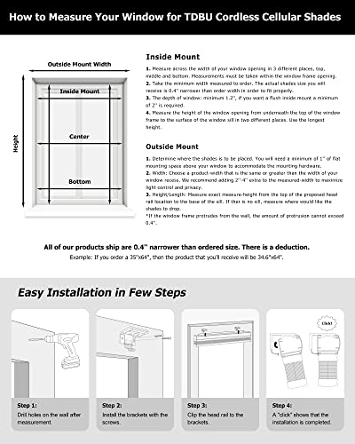 Lazblinds Top Down Bottom Up (Tdbu) Cordless Cellular Shades, Light Filtering Honeycomb Shades Pleated Polyester Blinds For Window Size 35" W X 64" H, Grey #TOP5