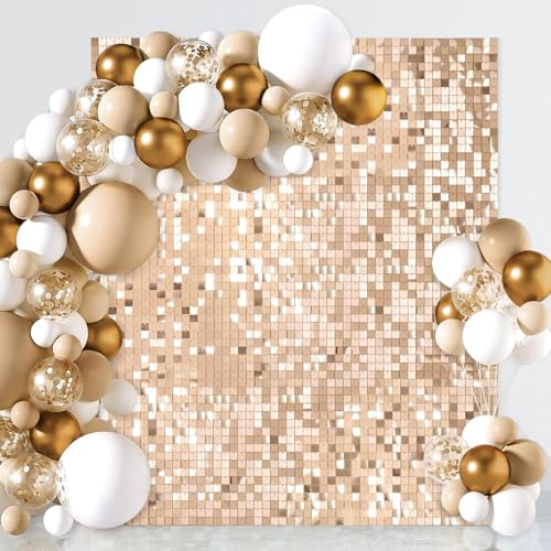 Toile de fond à paillettes dorées champagne pour un mur scintillant d'anniversaire ou de mariage