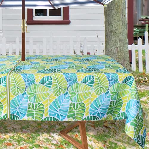 Image of EHouseHome Outdoor and Indoor 60x84 inch Tablecloth with Umbrella Hole and Zipper, Waterproof Zippered Patio Table Cloths, Spring /Summer Table Covers for Backyard Circular Table /BBQs /Picnic