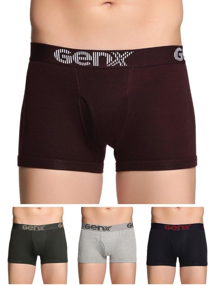 Image of Genx Jazz Men's Trunk - 100% Combed Cotton, Vibrant Colors, Trendy, Comfortable, Underwear(Pack of 4)(Color May Vary)