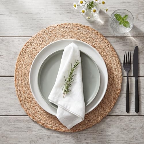 Image of Eco Crave Natural Jute Placemats Set of 2, Round Woven Table Mats, 13 Inch Rattan Charger Plates for Dinner, Boho Farmhouse Braided Place Mats