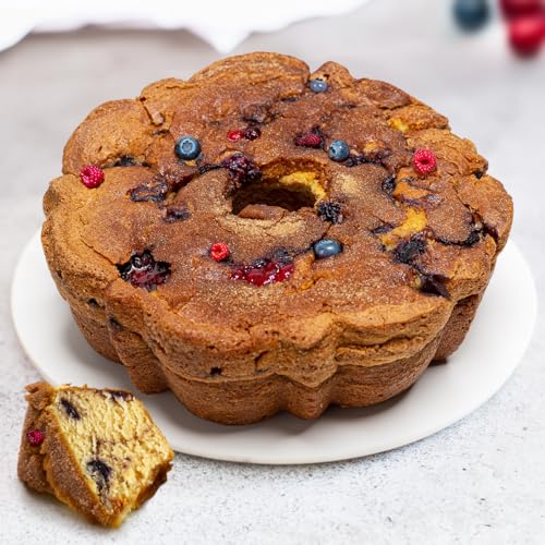 Traditional Blueberry & Cranberry Coffee Cake - Fresh New England Blueberries & Cape Cod Cranberries Cake - Kosher Certified & Trans Fats Free - 1.75 Pounds
