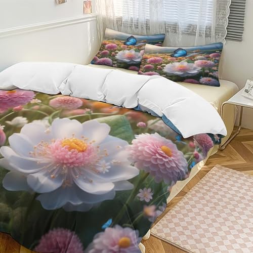 Parure de lit papillon en microfibre douce avec fermeture éclair pratique