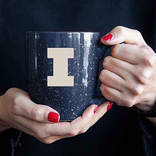 Image of Rico Industries NCAA Illinois Fighting Illini Navy Blue Personalized 16 oz Team Color Laser Engraved Speckled Ceramic Coffee Mug
