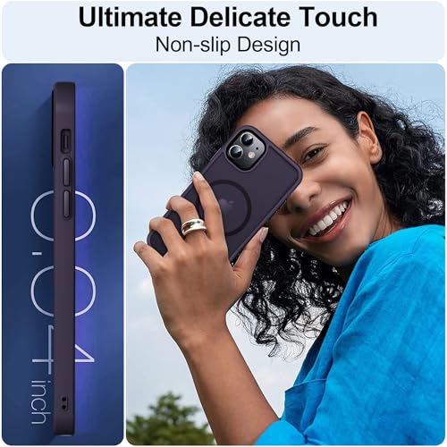 Image of MOCCA Magnetic Shockproof for iPhone 12 Case,Deep Purple | Fits iPhone 12 /12 Pro | 10ft Drop | Compatible with MagSafe | Anti-Slip Matte | Raised Camera & Screen Lip | Ultra-Slim