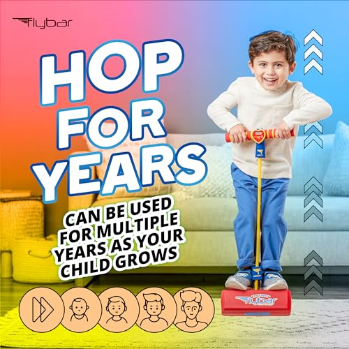 Image of Flybar My First Foam Pogo Jumper for Kids Fun and Safe Pogo Stick for Toddlers, Durable Foam and Bungee Jumper for Ages 3 and up, Supports up to 250lbs (Red LED), 5.51x4.92x10.43