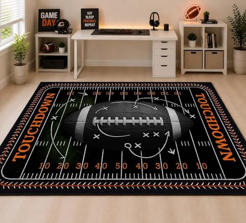 Tapete decorativo de fútbol 5'x7' antideslizante lavable miniatura 3