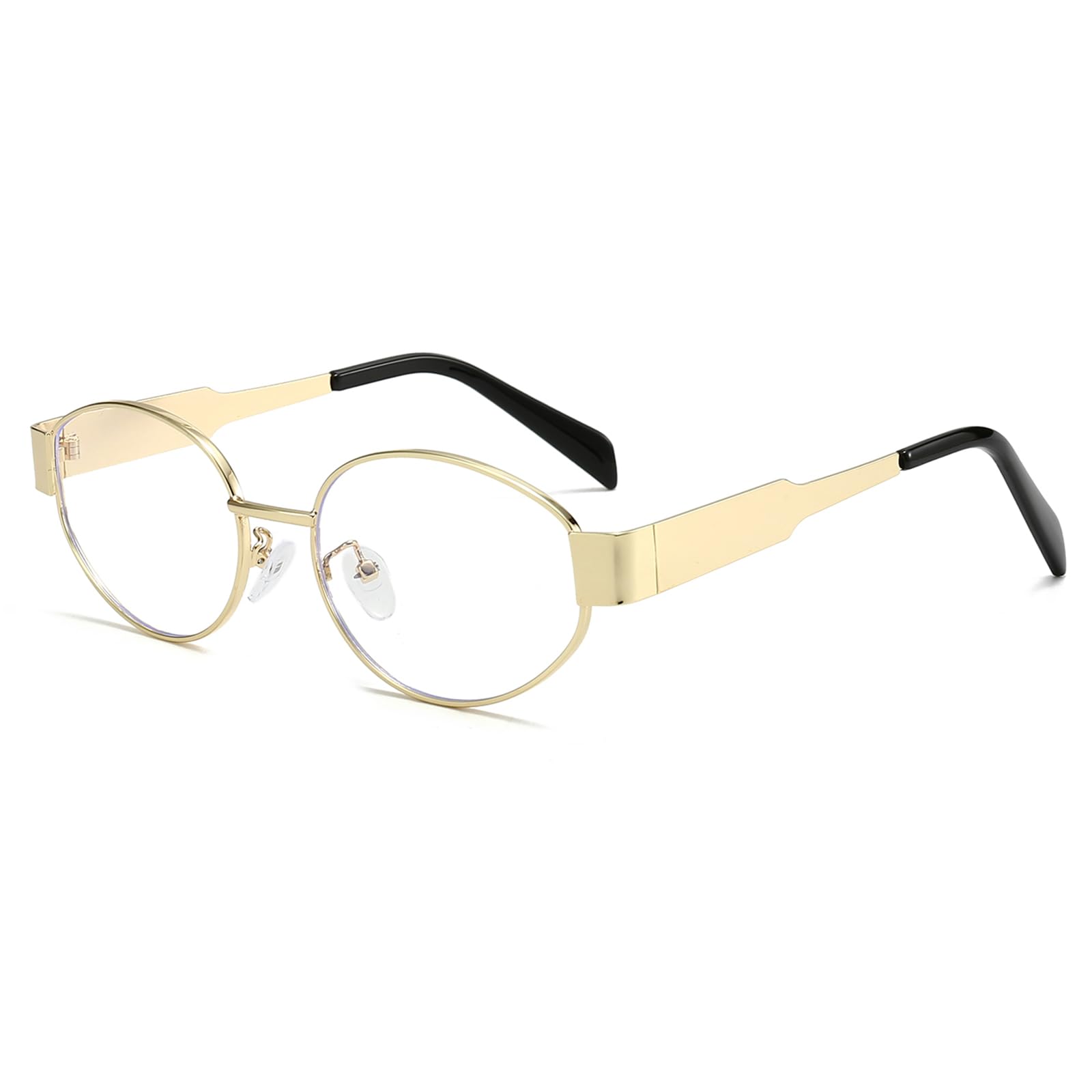 LJCZKA Oval Blue Light Blocking Glasses for Women Oval Metal Frame Glasses Anti Glare Computer Gaming Eyeglasses