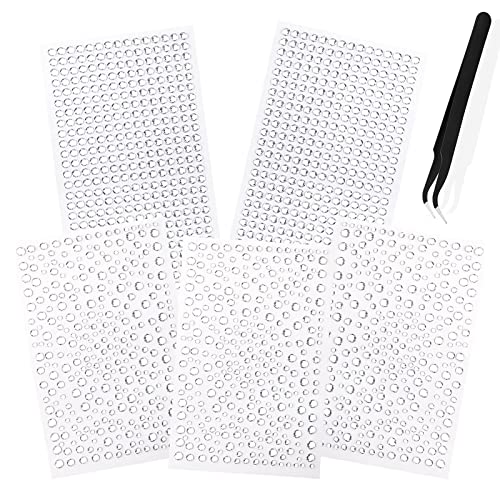 Glitzersteine Selbstklebend, 1725 Stück Glitzer Strass Aufkleber, 5 Blätter Größe Mixed Strasssteine Selbstklebend Schmucksteine zum Basteln für DIY Handwerke, Gesicht, Nägel Deko, Party Makeup Cover