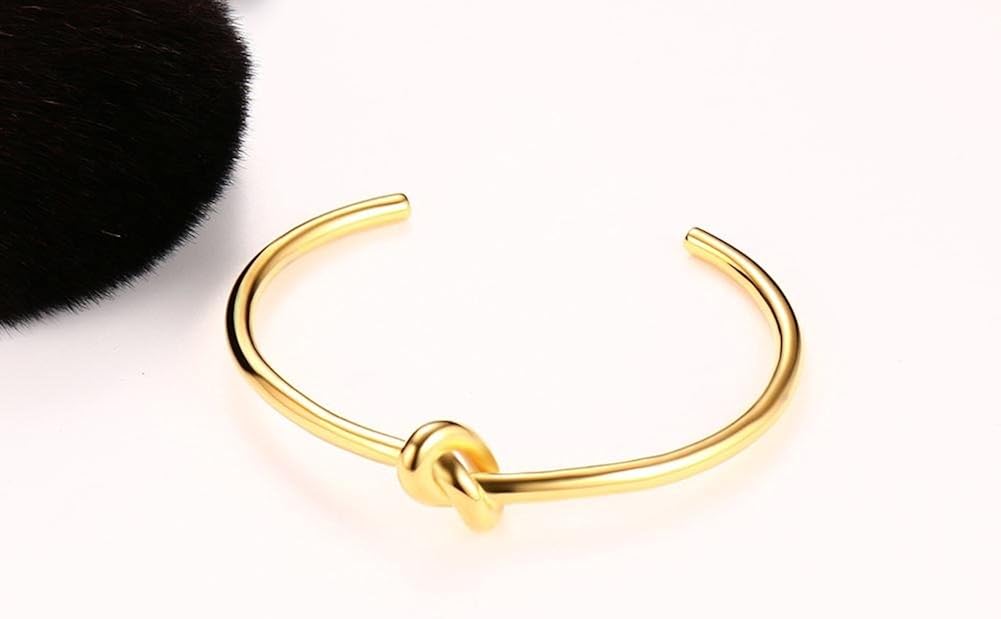 VNOX Women's Stainless Steel Open Cuff Love Knot Bangle Bracelet Gold for Wedding Engagement Gift - Image 5