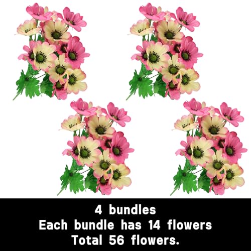 astylishome Artificial Flowers for Decoration Fake Daisy Flowers Outdoor Faux Plastic Flower Craft Accessories for Garden Porch Farmhouse Window Box Decor Pink 0705 - Image 2