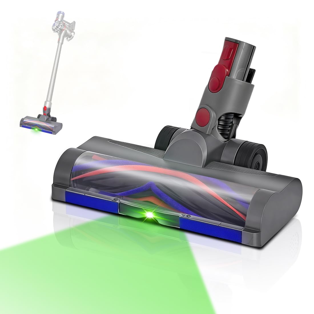 LED-Bürste-Ersatzteil Zubehör Kompatibel Mit Dyson V7,V8,V10,V11,V15,Staubsauger Bürste für Verhedderungsfrei und Antistatisch,Bodendüse für Hartböden und Teppiche.