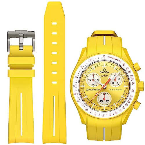 Image of Bands for Moonswatch Watch,Curved No Gap Rubber Strap Compatible with Omega X Swatch Moonswatch Speedmaster /Rolex /SEIKO 20mm Watch,Swatch Omega Moonswatch Speedmaster Watch Replacement Band Men Women