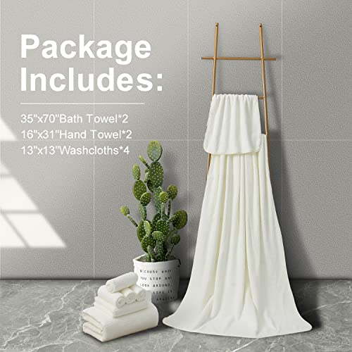 Ultra Soft 8 Piece Textured Bath Towel Set For Bathroom Shower Pool, Kitchen, Quick Dry, Lightweight Highly Absorbent - 2 Oversized Bath Towel Sheets, 2 Hand Towels, 4 Washcloths - Beige #TOP5