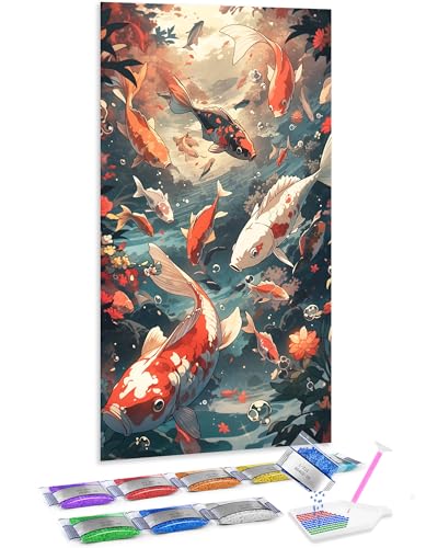 Pintura de diamantes Jumpdot Koi 70x40 cm: lienzo de punto de cruz 5D para decoración