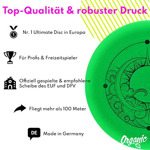 eurodisc 175g Nightglow Ultimate Wettkampf Disc - Nachleuchtende Sport-Wurfscheibe mit phosphoreszierendem Effekt, stabile Flugbahn für Training & Wettkampf - Grün