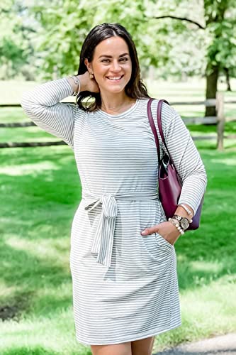 Image of PRETTYGARDEN Women's Fall Long Sleeve Bodycon Party Dress | Tie Waist, Fitted Pencil Dresses, Pockets, Spring Elegant Teacher Outfits for Work Office, Wedding, Holiday, Date Night